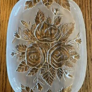 Crystal Clear Bella Flor 15" Frosted Crystal Oblong Tray New
